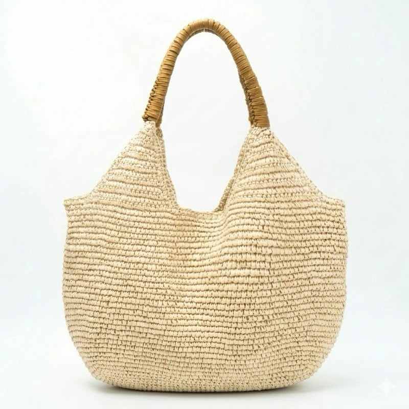 Catalina Borsa Tote in Raffia Intrecciata: Grande Capacità e Stile Naturale