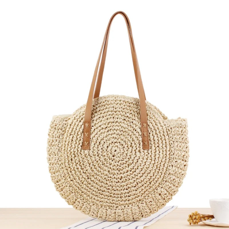 Adriana Borsa rotonda in rafia intrecciata – Stile bohemiano moderno