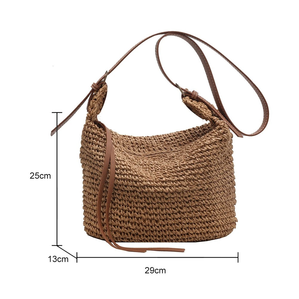 Borsa Vera in rafia intrecciata con tracolla — Perfetta per l'estate