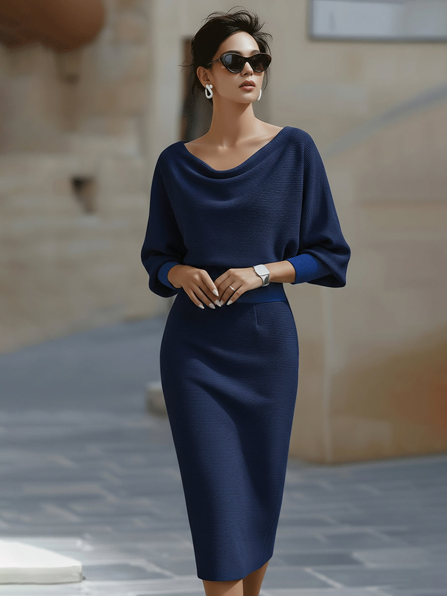 Abito drappeggiato blu navy