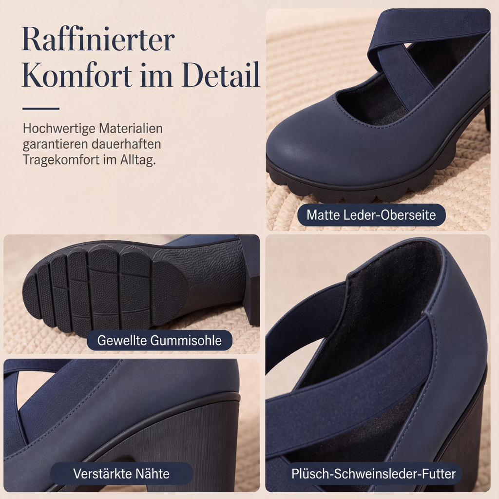 📢📢Sconto del 50%!!!🎉✨Scarpe Mary Jane da donna con punta tonda, cinturini incrociati, tacco a blocco, plateau e dettagli cut-out (modello con tacco alto)