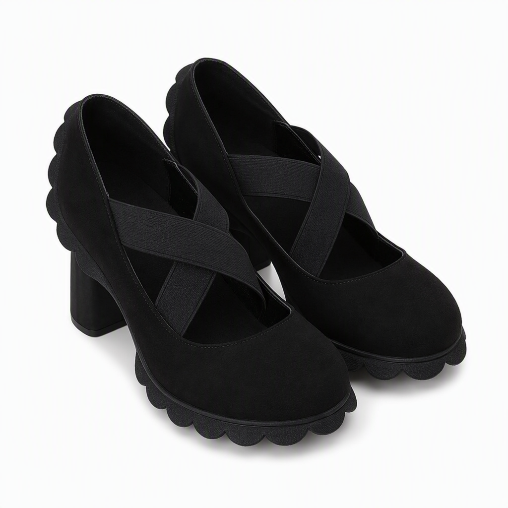 📢📢Sconto del 50%!!!🎉✨Scarpe Mary Jane da donna con punta tonda, cinturini incrociati, tacco a blocco, plateau e dettagli cut-out (modello con tacco alto)